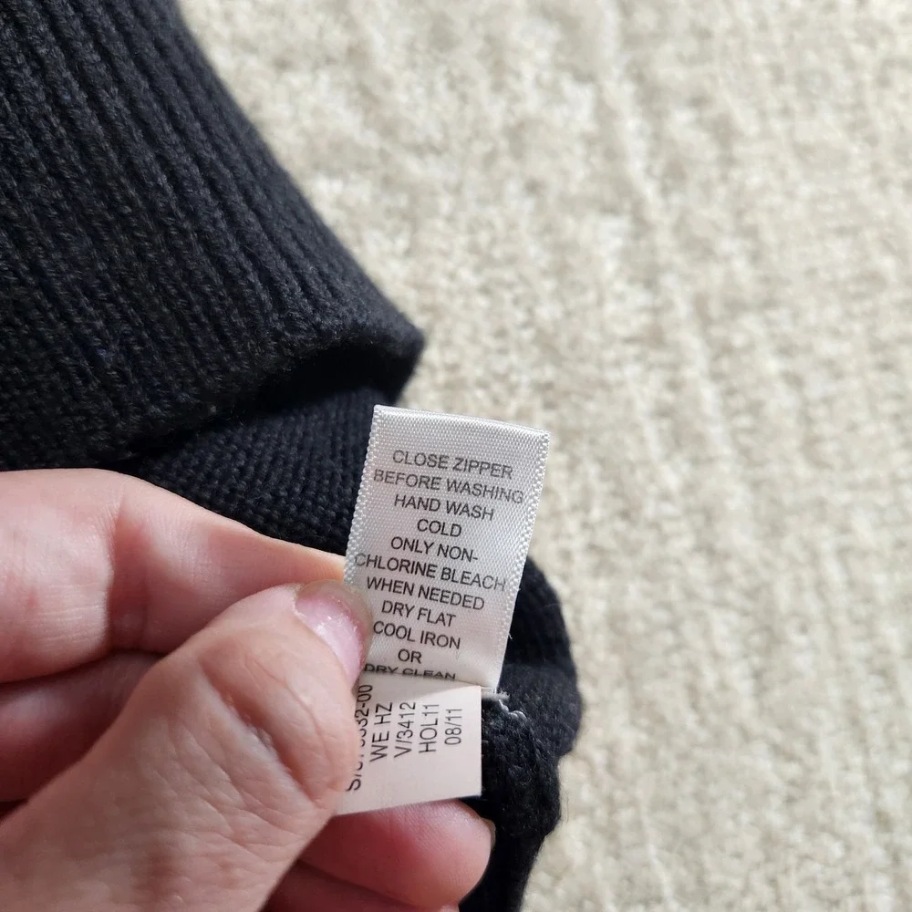 Banana Republic Combat Sweater Men Medium Wool Blend‎ Epaulets Cammando Black